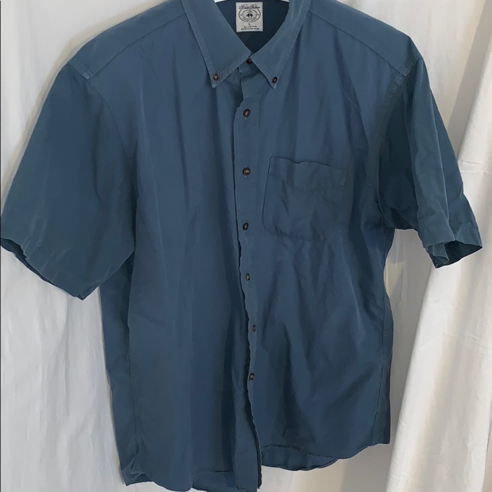 Dark Blue Brooks Brothers Short Sleeve Sport Shirt